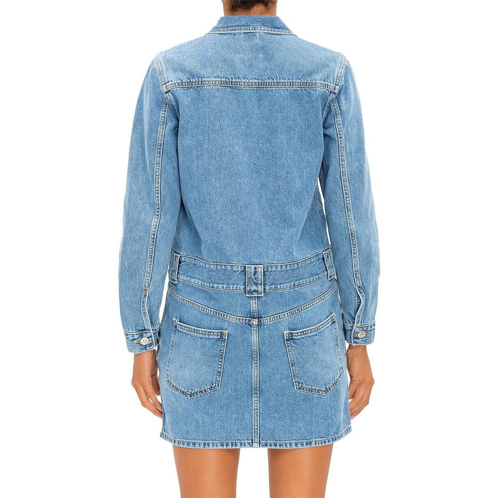 GANNI Washed Denim Long Sleeve Mini Dress Indigo Long Sleeve Women's 36/ US 4 - Picture 3 of 9